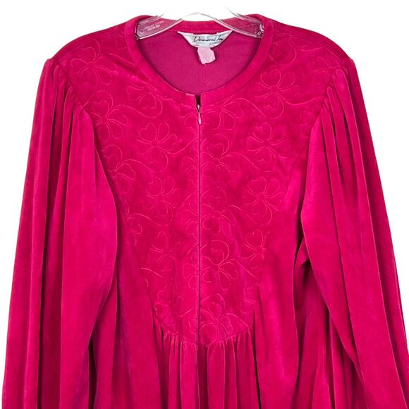 Diamond Tea women Large Bath Robe House coat Dress Vintage Pink Long floral Flaw - Picture 3 of 15